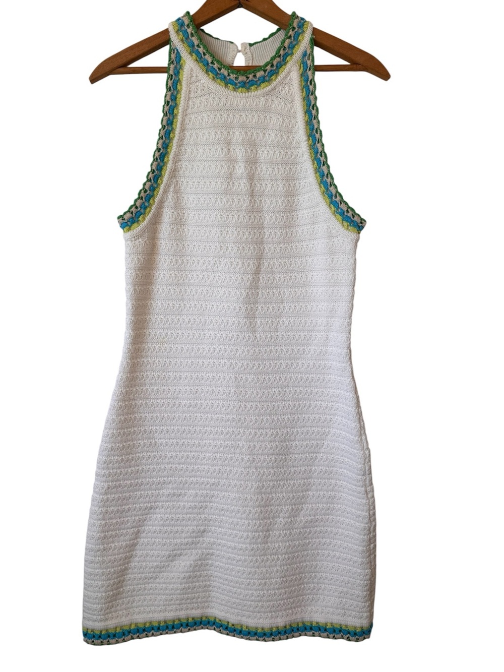House of Harlow 1960 Crochet Knit Sweater Dress Small Boho Mini Coastal Cottage